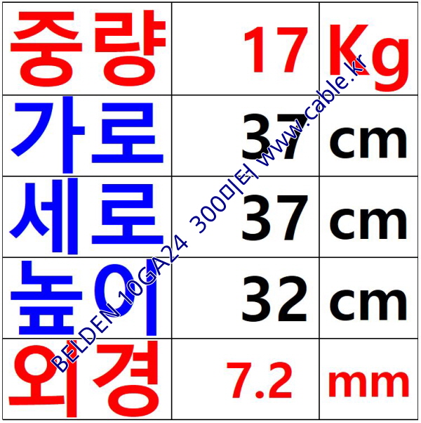 300m 벨덴10GA24 미터당 ₩3,470 벨덴케이블 10GA24 BELDEN 10GA24 4Pair 23AWG 블루