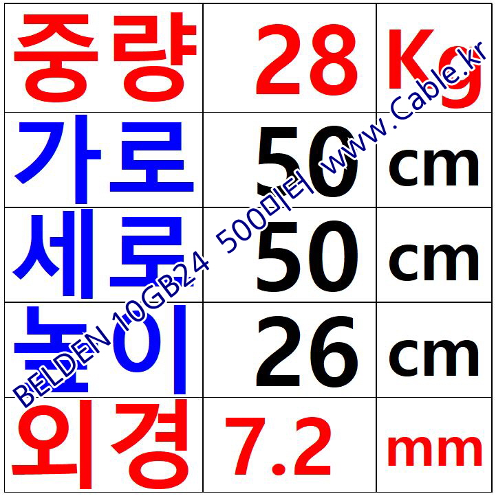 500m 벨덴10GB24 미터당 ₩1,490 벨덴케이블 10GB24 BELDEN 10GB24 4Pair 23AWG