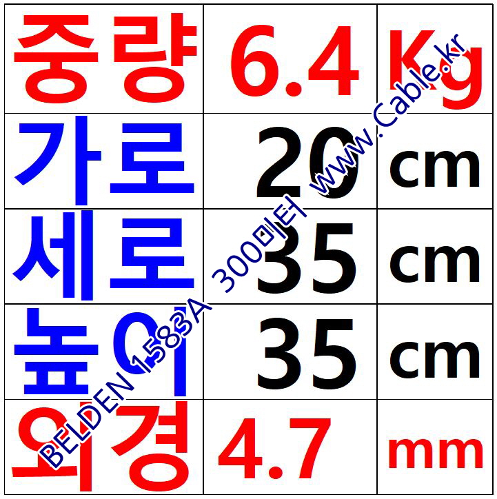 300m(롤) 벨덴1583A (미터당 ₩590) 벨덴케이블 1583A BELDEN 1583A 4Pair 24AWG Paired 그레이