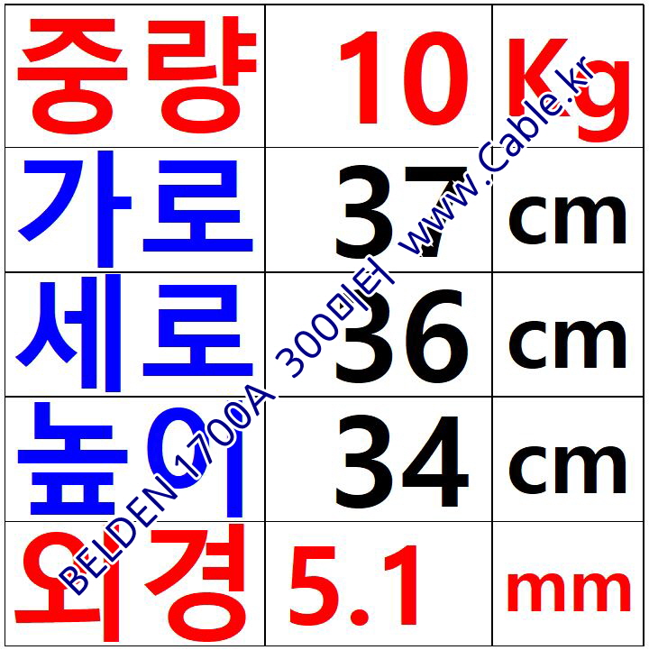 300m 벨덴1700A 미터당 ₩1,360 벨덴케이블 1700A BELDEN 1700A 블루