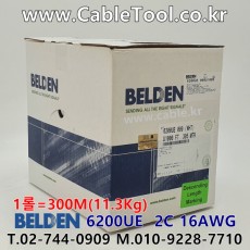 300m(롤) 벨덴6200UE (미터당 ₩4,320) 벨덴케이블 6200UE BELDEN 6200UE 2C 16AWG Security & Alarm 화이트