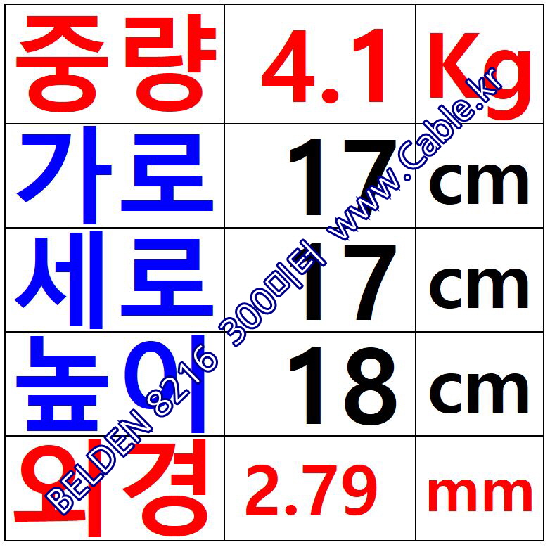 300m(롤) 벨덴8216 미터당 ₩1,870 벨덴케이블 8216 BELDEN 8216 1C 26AWG RG174-CABLE