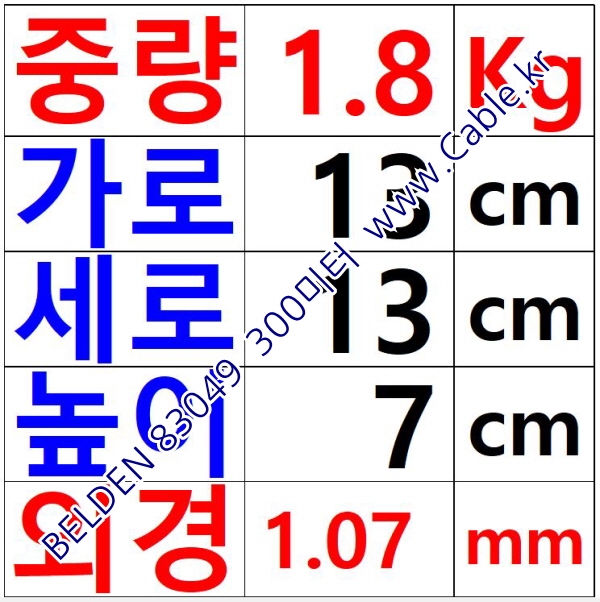 300m(롤) 벨덴83049 (미터당 ₩12,540) 벨덴케이블 83049 BELDEN 83049 1C 22AWG Hook Up Wire 화이트