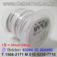 30m(롤) 벨덴83284 (미터당 ₩15,000) 벨덴케이블 83284 BELDEN 83284 1C 26AWG RG Cable 동축케이블 (화이트)