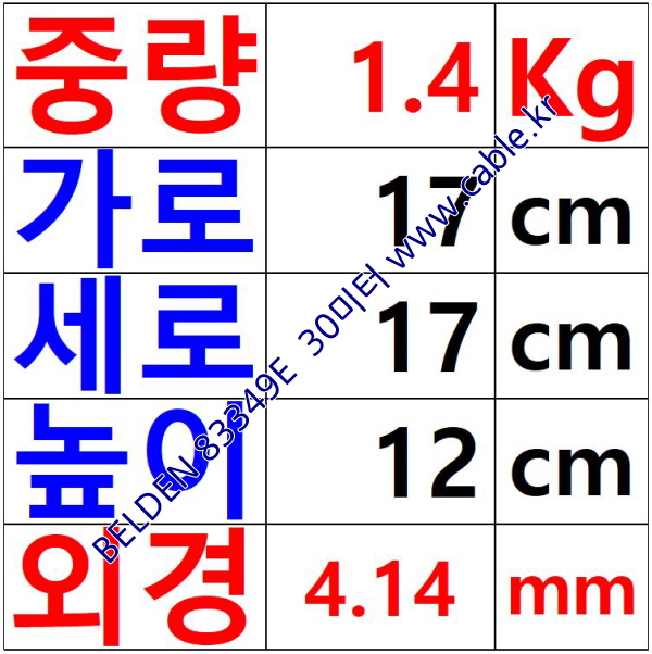 300m(롤) 벨덴83349E (미터당 ₩7,510) 벨덴케이블 83349E BELDEN 83349E 4C 22AWG Multi Conductor