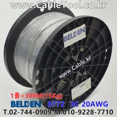 300m(롤) 벨덴8772 미터당 ₩2,690 벨덴케이블 8772 BELDEN 8772 3C 20AWG 마이크, 악기