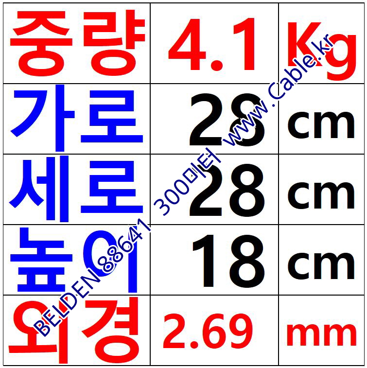 300m(롤) 벨덴88641 (미터당 ₩9,940) 벨덴케이블 88641 BELDEN 88641 1Pair 24AWG UL/CSA 300V계장용 레드