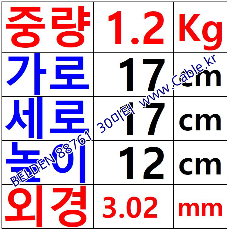 30m(롤) 벨덴88761 미터당 ₩5,170 벨덴케이블 88761 BELDEN 88761 1Pr 22AWG 라인레벨 UL/CSA 300V계장용