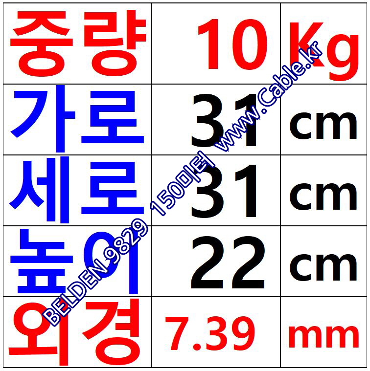 벨덴케이블 9829 BELDEN (Chrome 150m)