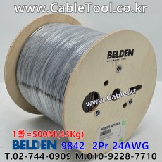 500m(롤) 벨덴9842 미터당 ₩3,990 벨덴케이블 9842 BELDEN 9842 2Pr 24AWG RS-485
