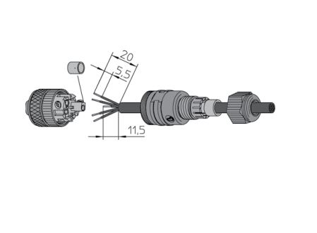 Lumberg RKC 4/7, M12 커넥터, Female Type