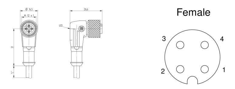 Lumberg RKWT/LED P 4-225/10M