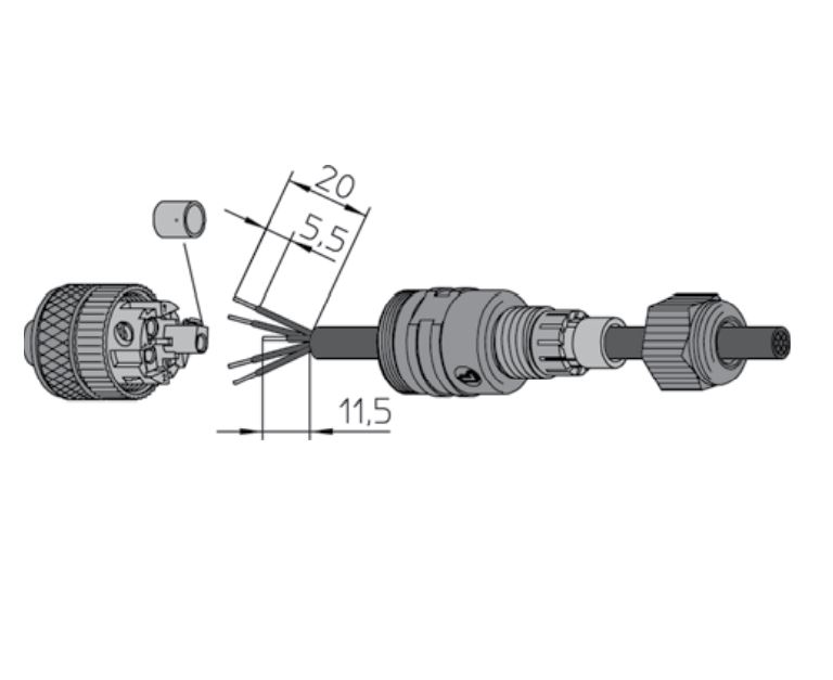 Lumberg RSC 4/7, M12 커넥터, Male Type