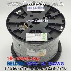 150m(롤) 벨덴8770 미터당 ₩3,840 벨덴케이블 8770 BELDEN 8770 3C 18AWG UL/CSA 300V계장용