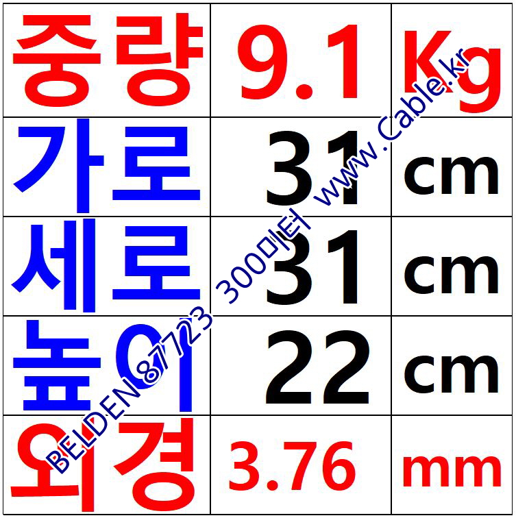 300m(롤) 벨덴87723 벨덴케이블 87723 BELDEN 87723 2Pr 22AWG 라인레벨 UL/CSA 300V계장용 Paired (레드)