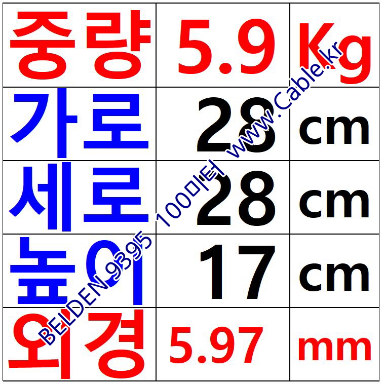 100m(롤) 벨덴9395 미터당 ₩4,850 벨덴케이블 9395 BELDEN 9395 1C 18AWG 마이크, 악기