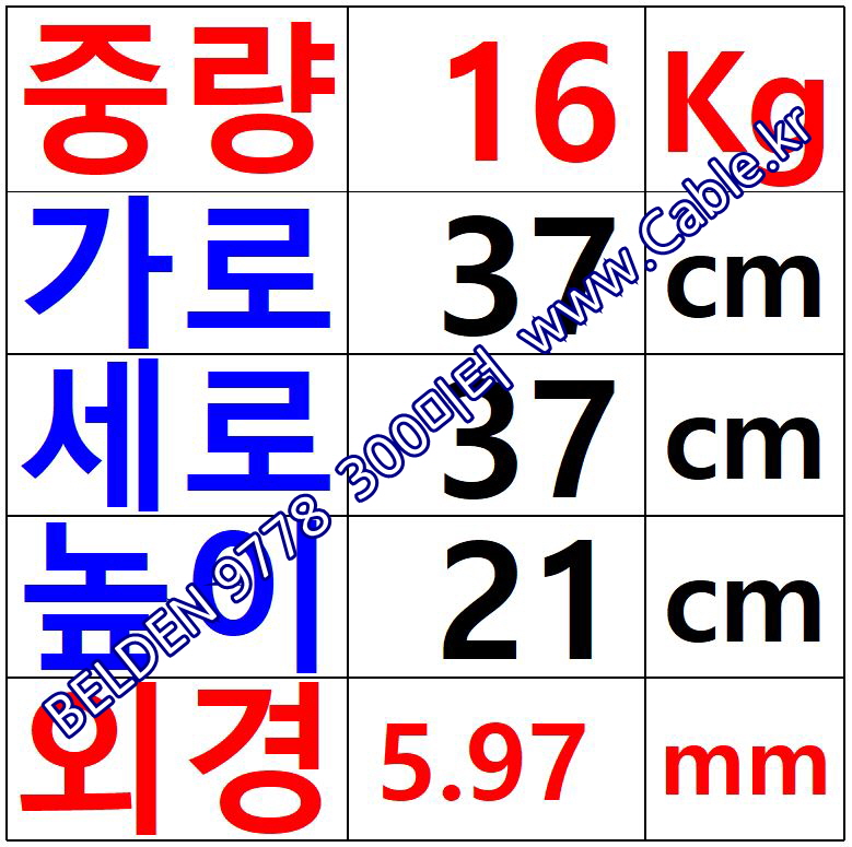 300m(롤) 벨덴9778 미터당 ₩5,800 벨덴케이블 9778 BELDEN 9778 1C 20AWG 마이크, 악기