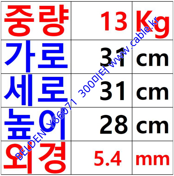 300m(롤) 벨덴Y66071 (미터당 ₩4,400) 벨덴케이블 Y66071 BELDEN Y66071 3C 18AWG Multi Conductor